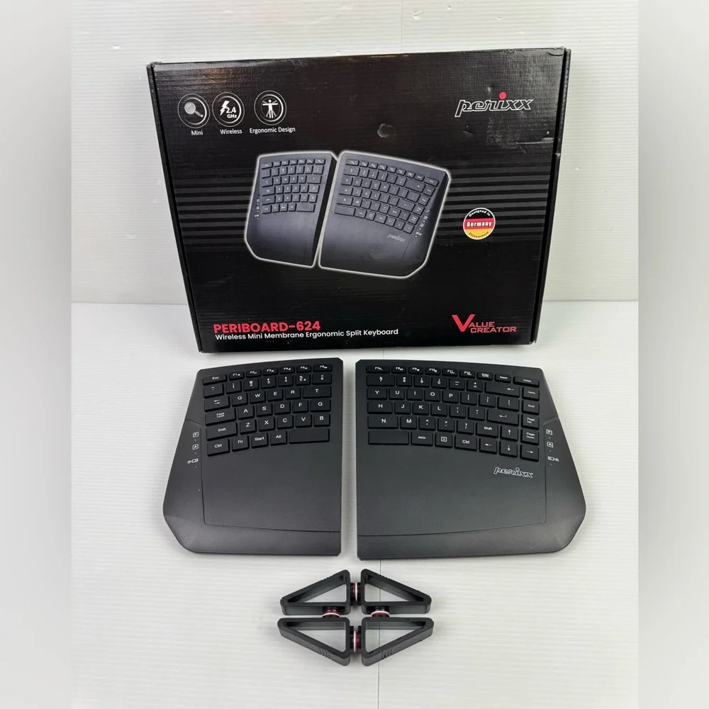 Perixx PERIBOARD-624B US, Wireless Ergonomic Split Keyboard - Up 30 Ft Separatio